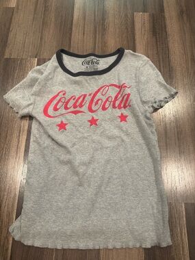 Coca Cola Gray Short Sleeve Tee with Red Logo and Stars